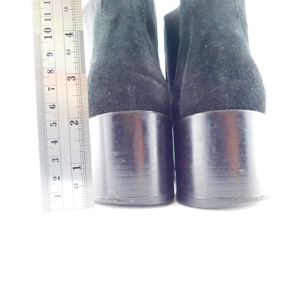 EVERLANE Black Suede Leather Block Heel Chelsea Ankle Boots 7 - Picture 6 of 9